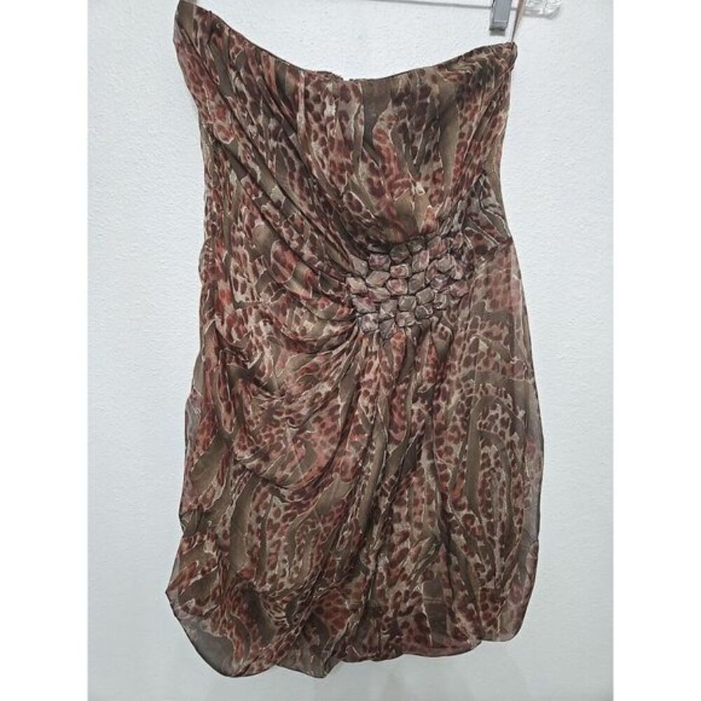 Womens Strapless Mini Dress Sz Medium NWT Silk Animal Print YA Los Angeles